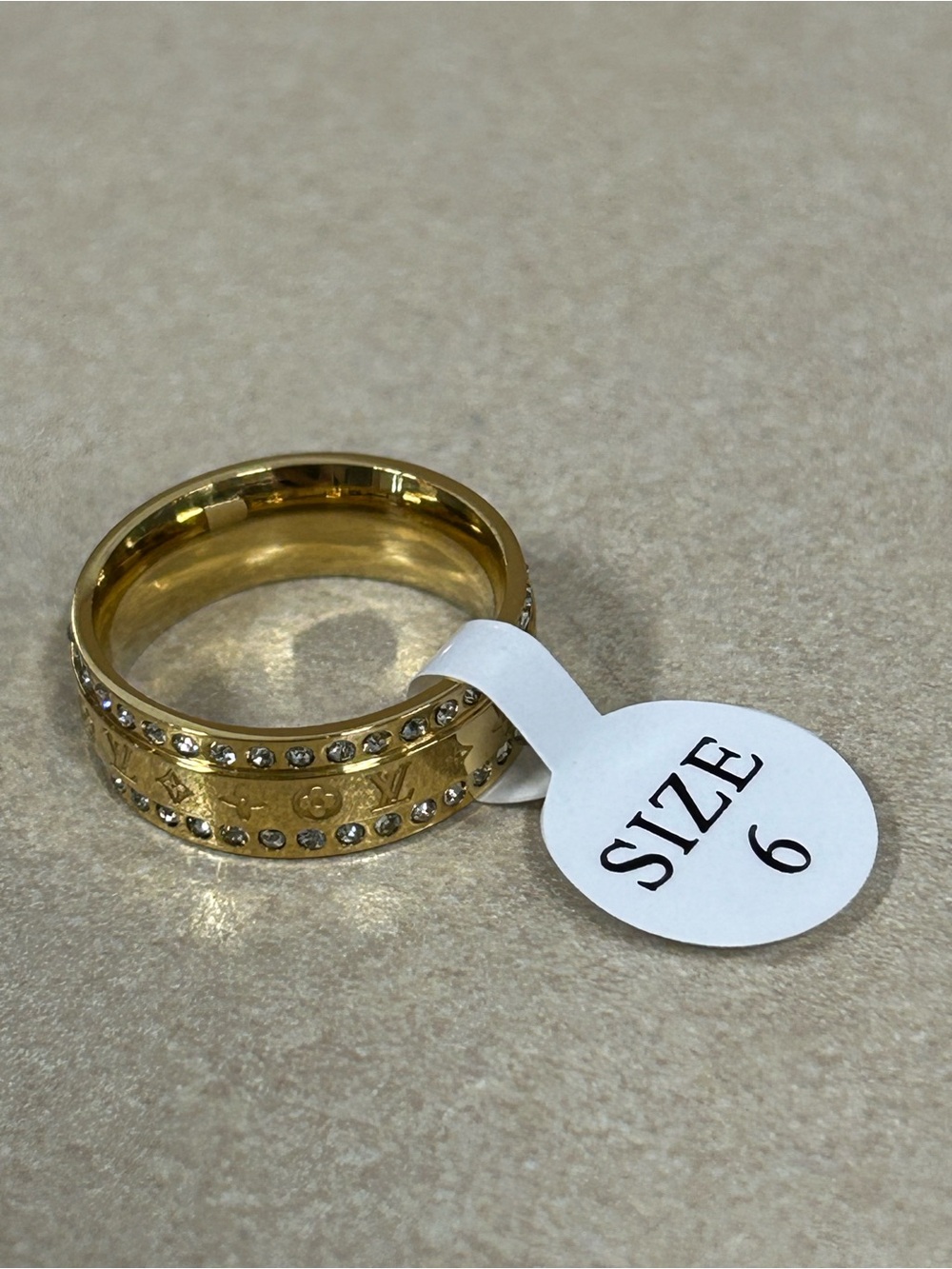 Gold Crystal-Accent Women's Band Ring - Size 6